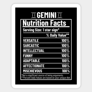 Gemini Nutrition Facts Label Magnet